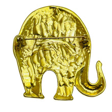 Load image into Gallery viewer, Vintage gold tone rhinestones enamel elephant designer brooch
