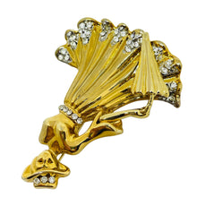 Load image into Gallery viewer, Vintage gold tone rhinestones lady pin brooch
