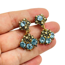 Load image into Gallery viewer, Vintage gold tone rhinestones pearls dangle designer screw back earrings
