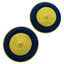 Load image into Gallery viewer, Vintage gold tone rope faux suede designer clip on earrings
