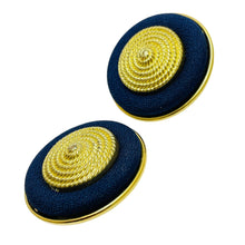 Load image into Gallery viewer, Vintage gold tone rope faux suede designer clip on earrings

