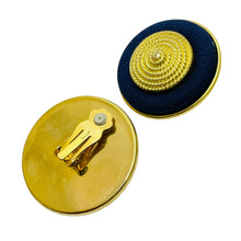 Load image into Gallery viewer, Vintage gold tone rope faux suede designer clip on earrings
