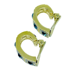 Load image into Gallery viewer, Vintage gold tone royal sapphire glass designer clip earrings
