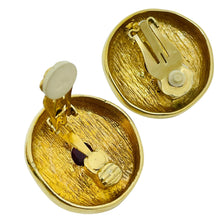 Load image into Gallery viewer, Vintage gold tone ruby red glass massive designer clip on earrings
