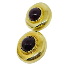 Load image into Gallery viewer, Vintage gold tone ruby red glass massive designer clip on earrings
