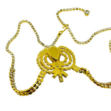 Load image into Gallery viewer, Vintage gold tone ruby red rhinestones designer necklace
