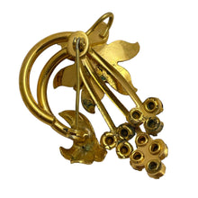 Load image into Gallery viewer, Vintage gold tone ruby red rhinestones  flower brooch
