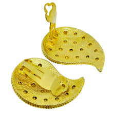 Load image into Gallery viewer, Vintage gold tone sapphire glass jewel mogul designer clip on earrings
