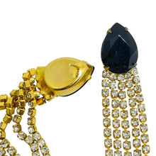 Load image into Gallery viewer, Vintage gold tone sapphire glass waterfall designer earrings
