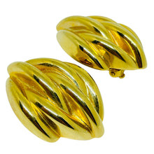 Load image into Gallery viewer, Vintage gold tone shiny massive 80's designer clip on earrings
