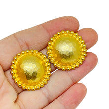 Load image into Gallery viewer, Vintage gold tone textured hammered post back earrings
