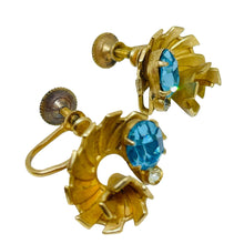 Load image into Gallery viewer, Vintage gold tone topaz glass designer screw back earrings
