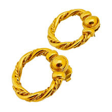 Load image into Gallery viewer, Vintage gold tone twisted door knocker designer earrings

