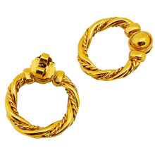 Load image into Gallery viewer, Vintage gold tone twisted door knocker designer earrings
