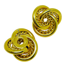 Load image into Gallery viewer, Vintage gold tone twisted knot designer pierced earrings

