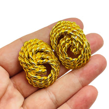Load image into Gallery viewer, Vintage gold tone twisted rope knots designer clip on earrings

