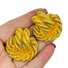 Load image into Gallery viewer, Vintage gold tone twisted rope massive designer clip on earrings

