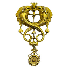 Load image into Gallery viewer, Vintage gold tone unique dangle designer brooch
