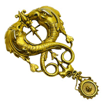 Load image into Gallery viewer, Vintage gold tone unique dangle designer brooch
