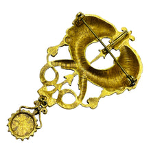 Load image into Gallery viewer, Vintage gold tone unique dangle designer brooch
