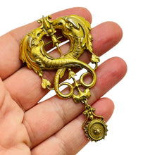 Load image into Gallery viewer, Vintage gold tone unique dangle designer brooch
