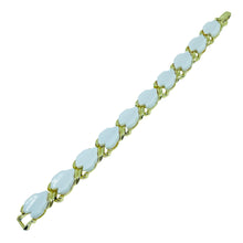 Load image into Gallery viewer, Vintage gold tone white thermoset leafs designer link bracelet
