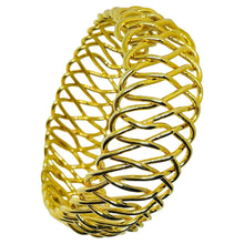 Load image into Gallery viewer, Vintage gold tone wide designer bangle bracelet
