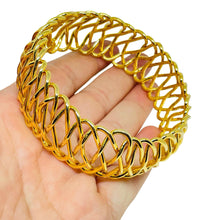 Load image into Gallery viewer, Vintage gold tone wide designer bangle bracelet
