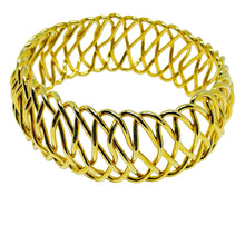 Load image into Gallery viewer, Vintage gold tone wide designer bangle bracelet
