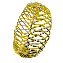 Load image into Gallery viewer, Vintage gold tone wide designer bangle bracelet

