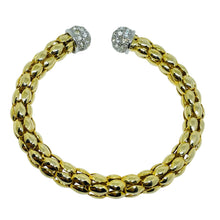 Load image into Gallery viewer, Vintage gold tone with rhinestones designer flexible cuff bracelet
