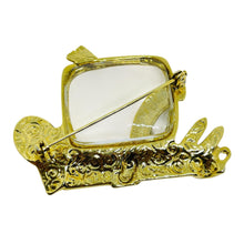 Load image into Gallery viewer, Vintage gold tone work desk computer enamel glass designer brooch
