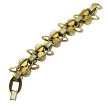 Load image into Gallery viewer, Vintage gold white milk glass rhinestone link designer bracelet

