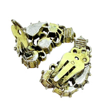 Load image into Gallery viewer, Vintage golden tone citrine amber glass stones designer clip on earrings
