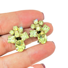 Load image into Gallery viewer, Vintage golden tone glass citrine stones designer clip on earrings
