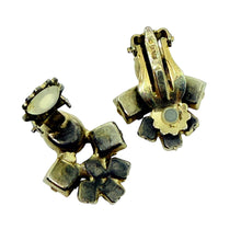 Load image into Gallery viewer, Vintage golden tone glass citrine stones designer clip on earrings
