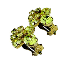 Load image into Gallery viewer, Vintage golden tone glass citrine stones designer clip on earrings
