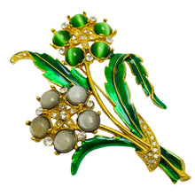 Load image into Gallery viewer, Vintage huge gold enamel flower designer brooch
