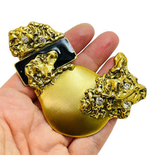 Load image into Gallery viewer, Vintage huge gold enamel rhinestone modernist abstract designer runway brooch
