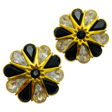 Load image into Gallery viewer, Vintage huge gold glass designer runway clip on earrings
