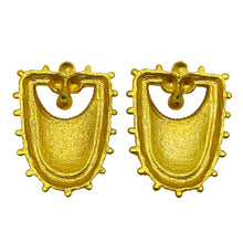 Load image into Gallery viewer, Vintage huge gold tone enamel Etruscan designer 80's post earrings

