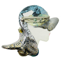 Load image into Gallery viewer, Vintage lady in hat porcelain designer artisan brooch
