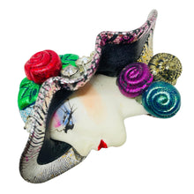 Load image into Gallery viewer, Vintage lady in hat porcelain designer artisan brooch
