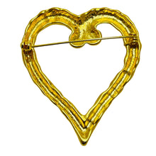 Load image into Gallery viewer, Vintage large heart gold tone designer brooch
