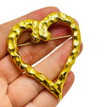 Load image into Gallery viewer, Vintage large heart gold tone designer brooch

