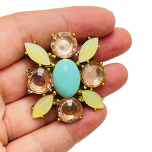 Load image into Gallery viewer, Vintage maltese cross gold tone glass designer brooch
