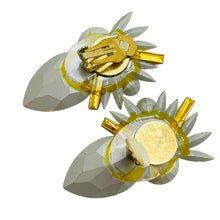 Load image into Gallery viewer, Vintage massive gold tone glass designer clip on earrings
