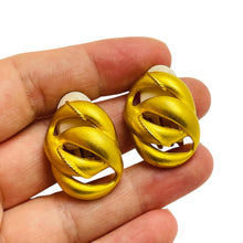 Load image into Gallery viewer, Vintage massive matte gold tone designer runway clip on earrings

