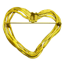 Load image into Gallery viewer, Vintage matte finish gold tone modernist heart designer brooch
