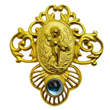 Load image into Gallery viewer, Vintage matte gold cherub angel designer brooch
